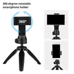 Generic Folding Mini Tripod Stand With 360 Degrees Rotatable Ball Head Cellphone Clip Black  - Image 3