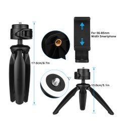 Generic Folding Mini Tripod Stand With 360 Degrees Rotatable Ball Head Cellphone Clip Black  - Image 5