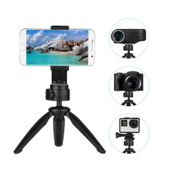 Generic Folding Mini Tripod Stand With 360 Degrees Rotatable Ball Head Cellphone Clip Black  - Image 1