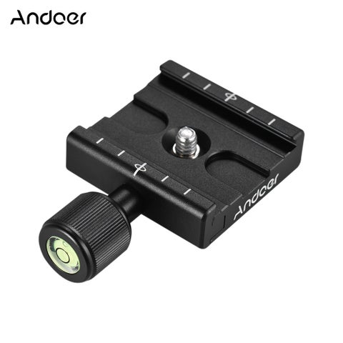QR-50 Quick Release Plate Clamp Adapter With Built-in Bubble Level For Arca Swiss RRS Wimberley Tripod Ball Head Black