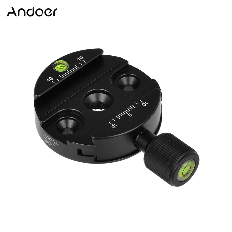 ANDOER Quick Release Plate Clamp With Adapter And Bubble Level Black - Image 1