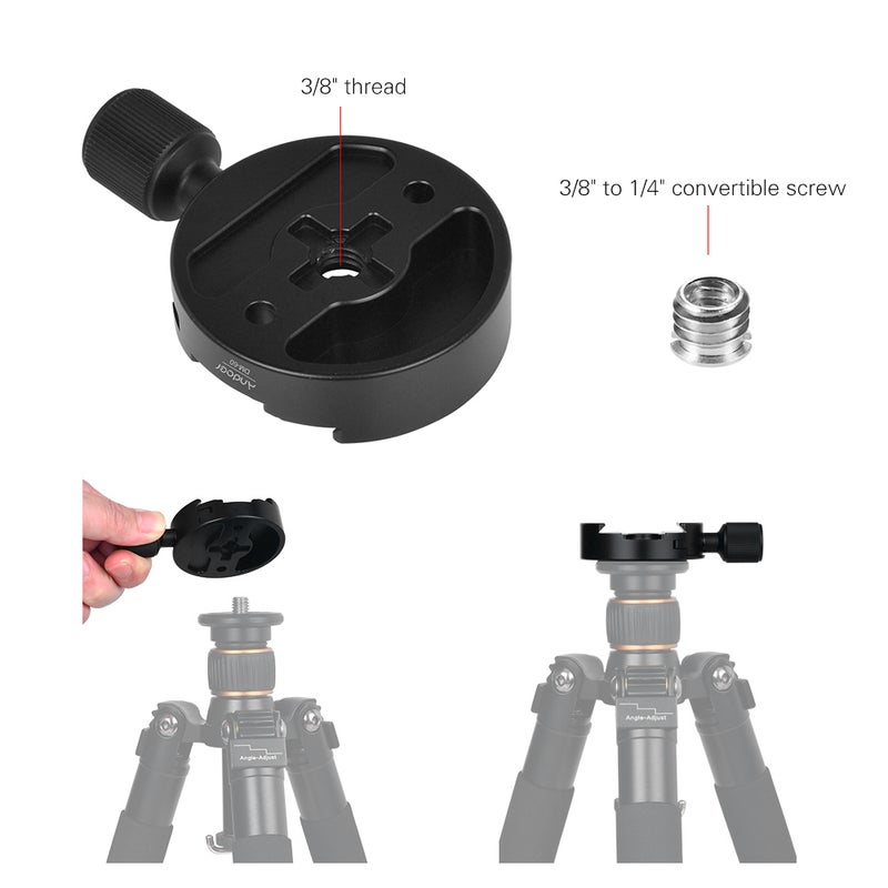 ANDOER Quick Release Plate Clamp With Adapter And Bubble Level Black - Image 5