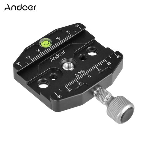 CL-70N Quick Release QR Plate Clamp With Adapter And Bubble Level Black