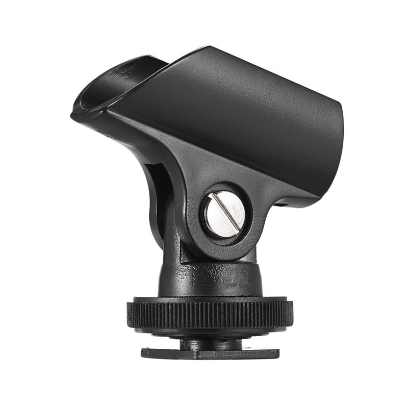 ANDOER Plastic Mic Microphone Holder Clip with Hot Shoe And Screw Hole For DSLR Camera Black  - Image 3