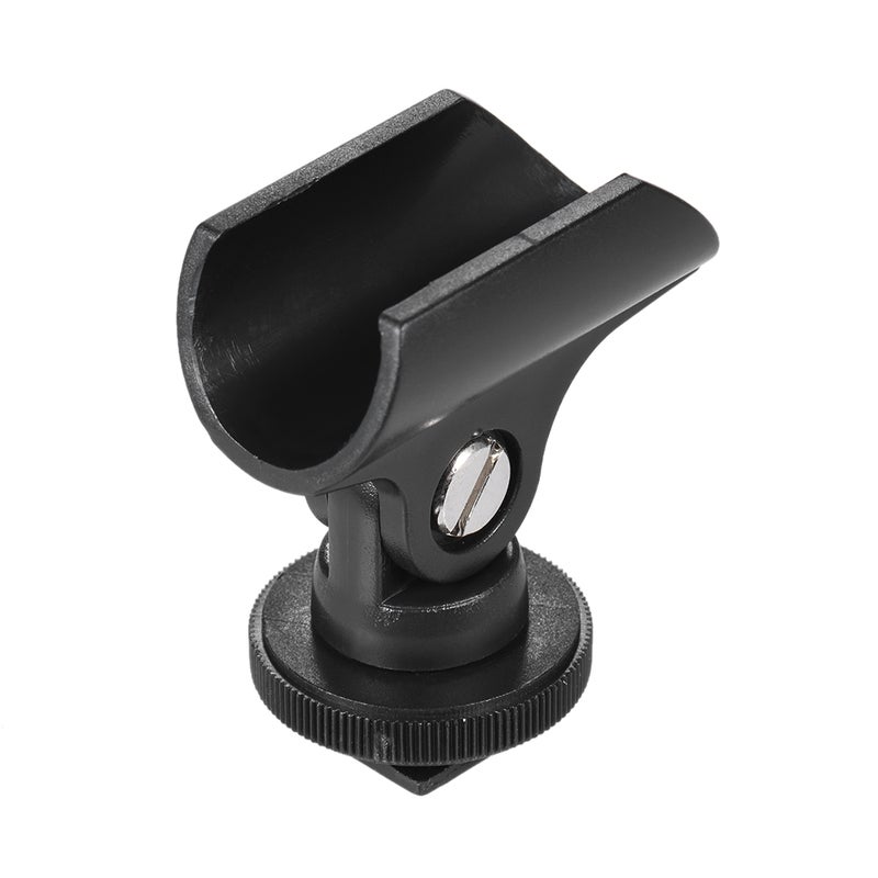 ANDOER Plastic Mic Microphone Holder Clip with Hot Shoe And Screw Hole For DSLR Camera Black  - Image 1