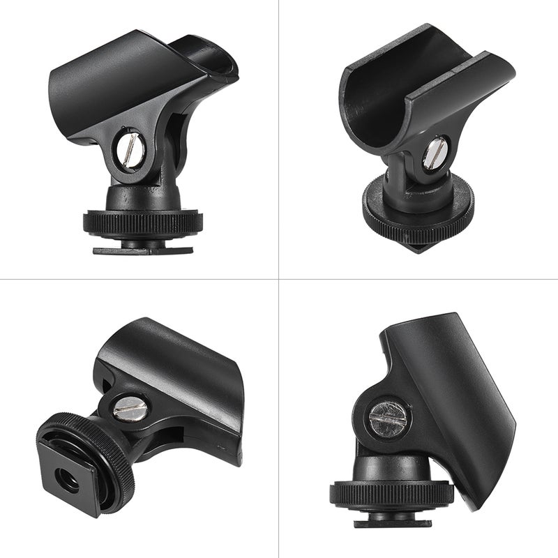 ANDOER Plastic Mic Microphone Holder Clip with Hot Shoe And Screw Hole For DSLR Camera Black  - Image 5