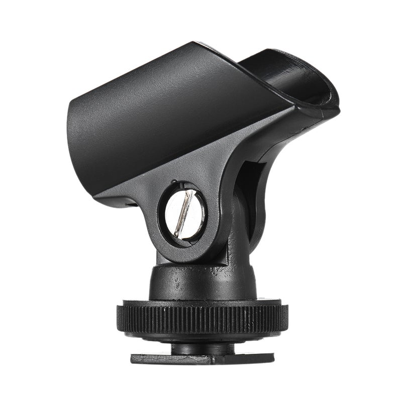 ANDOER Plastic Mic Microphone Holder Clip with Hot Shoe And Screw Hole For DSLR Camera Black  - Image 4