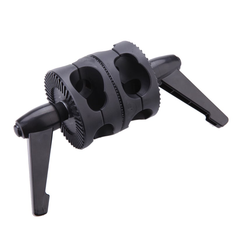 Generic - Dual Swiveling Grip Head Angle Clamp For Photo Studio Boom Arm Reflector Holder Stand Black - Image 1