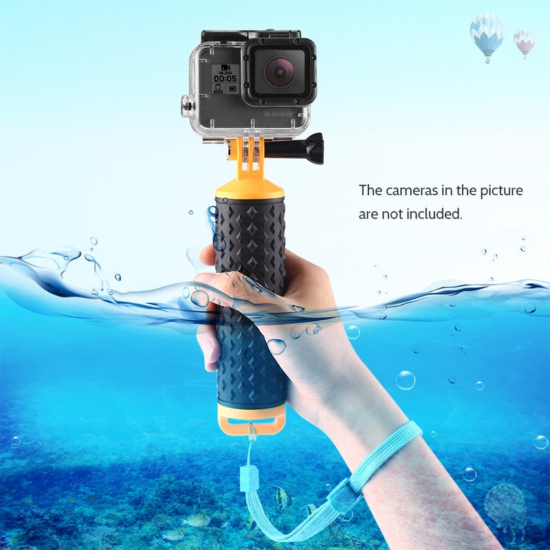 PULUZ Floating Handle Hand Grip Buoyancy Rods And Strap For GoPros Action Camera Black/Yellow  - Image 3