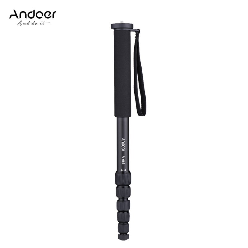 ANDOER A-666 Telescoping Aluminum Camera Monopod Unipod Stick With Carry Bag Black - Image 1