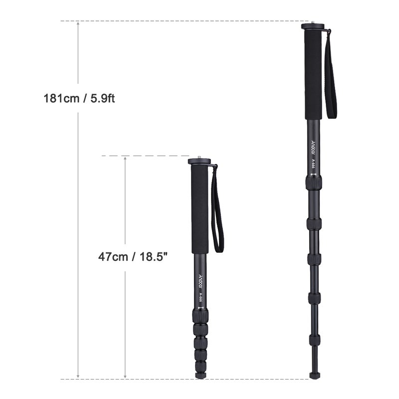 ANDOER A-666 Telescoping Aluminum Camera Monopod Unipod Stick With Carry Bag Black - Image 5