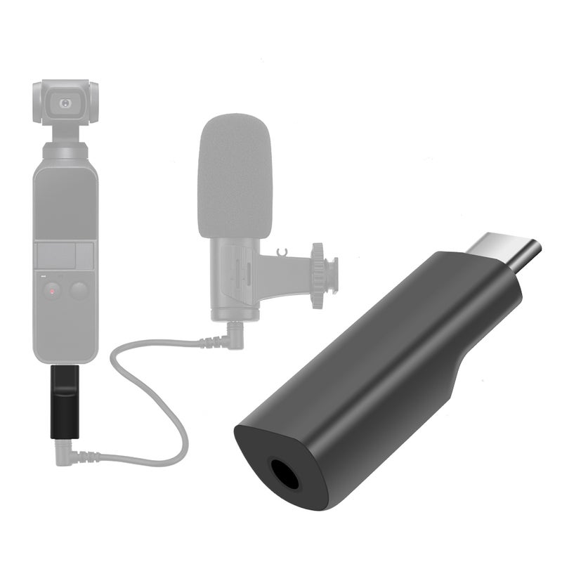 Camera Microphone Audio Adapter Converter Type-C To 3.5mm For External Microphone Black  - Image 1