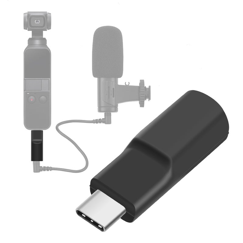Camera Microphone Audio Adapter Converter Type-C To 3.5mm For External Microphone Black  - Image 2