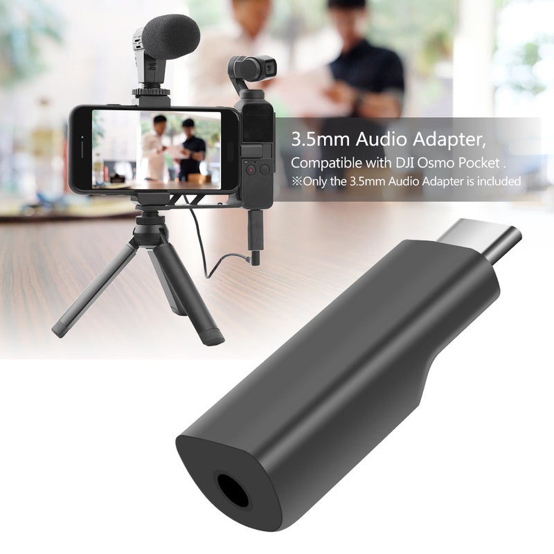Camera Microphone Audio Adapter Converter Type-C To 3.5mm For External Microphone Black  - Image 3