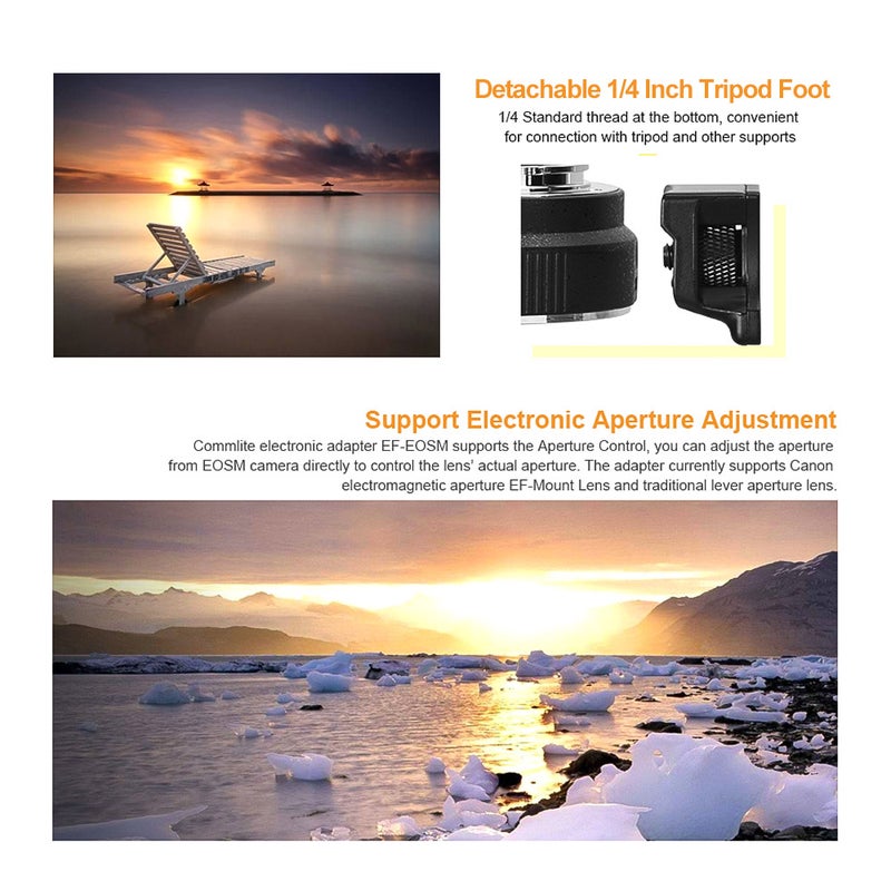 Commlite CM-EF-EOSM Lens Mount Adapter Electronic Mount Adapter With IS Function Black - Image 3