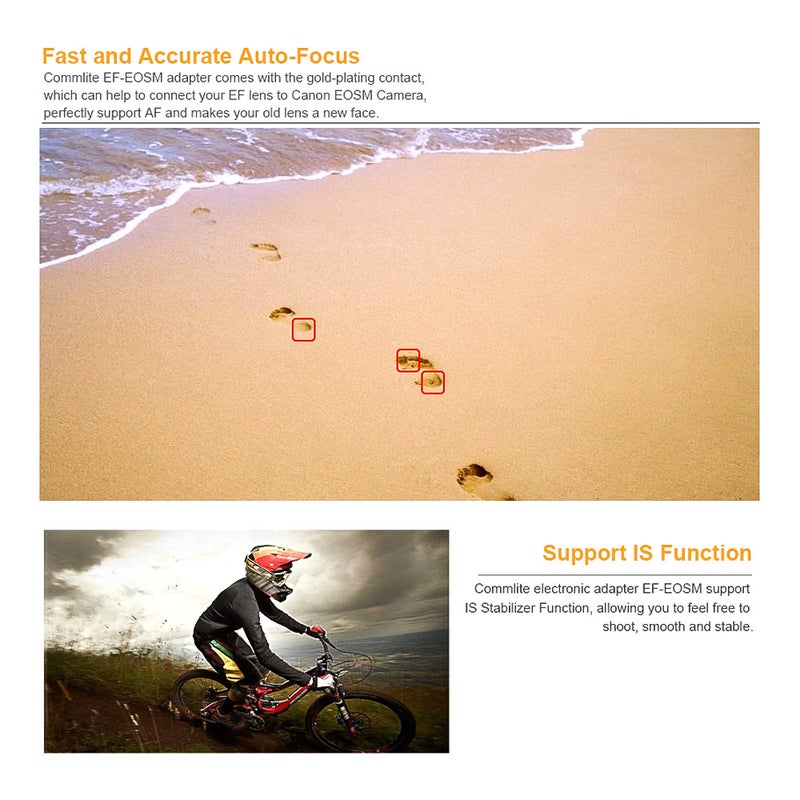 Commlite CM-EF-EOSM Lens Mount Adapter Electronic Mount Adapter With IS Function Black - Image 5