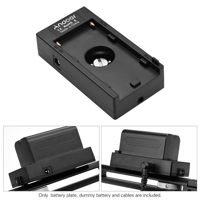 ANDOER NP-F970 F750 Battery Plate Holder Adapter And FZ100 Dummy Battery Coupler Black - Image 3