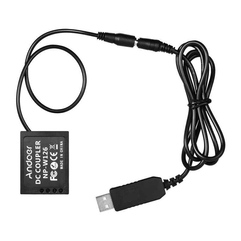 أندوير محول قرين بتيار مستمر من USB إلى بطارية وهمية NP-W126 بجهد 5 فولت أسود - Image 4