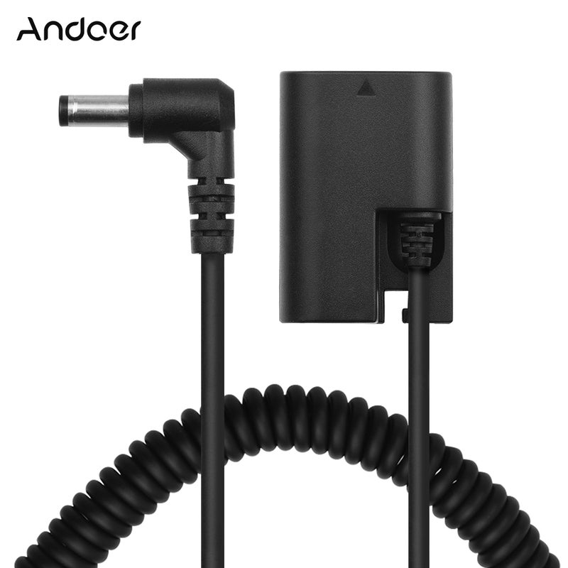 ANDOER LP-E6 Dummy Battery Pack DC Coupler Connector Spring Cable Replacement For Canon Camera Black - Image 1