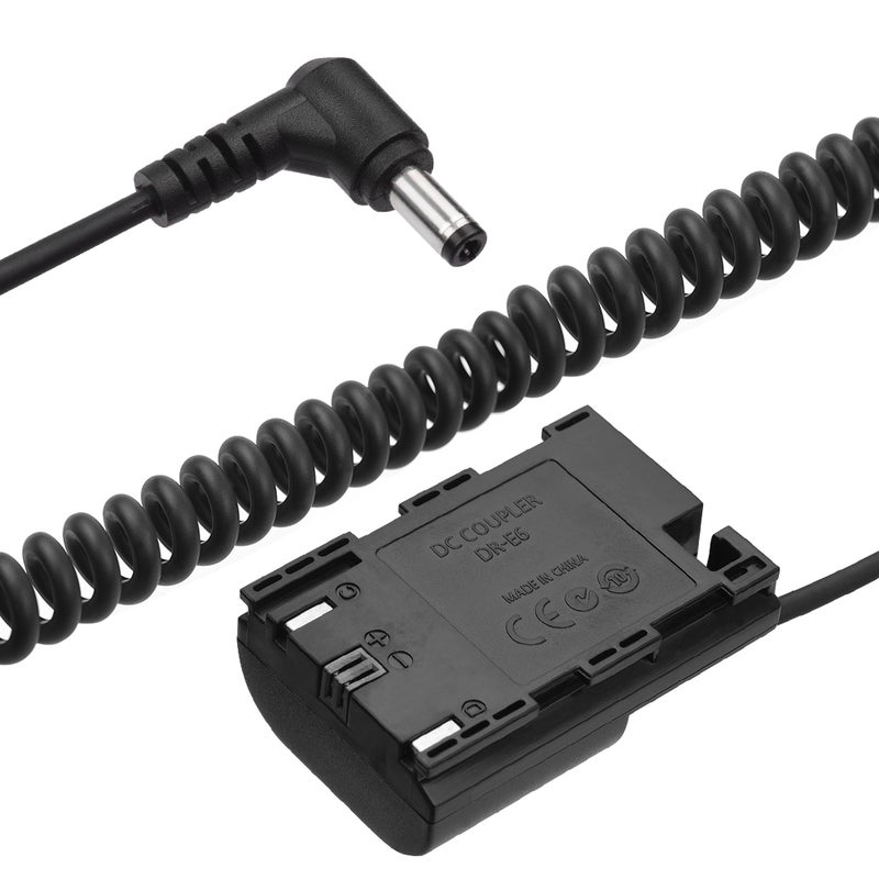 ANDOER LP-E6 Dummy Battery Pack DC Coupler Connector Spring Cable Replacement For Canon Camera Black - Image 4