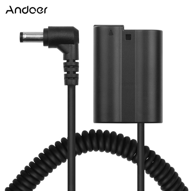 أندوير قارنة توصيل بطارية وهمية بديلة EN-EL15 بكابل لولبي بتيار مستمر لكاميرات نيكون أسود - Image 1