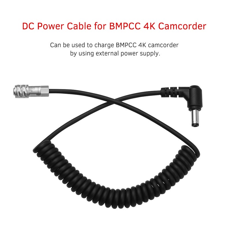 Blackmagic Pocket Cinema Camera 4K Camcorder Locking DC Power Cable Wire Black