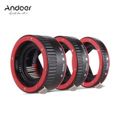 ANDOER Portable Auto Focus Macro 13mm, 21mm And 31mm Extension Tube Adapter Ring Set Black/Red  - Image 1
