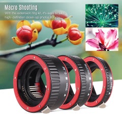 ANDOER Portable Auto Focus Macro 13mm, 21mm And 31mm Extension Tube Adapter Ring Set Black/Red  - Image 2
