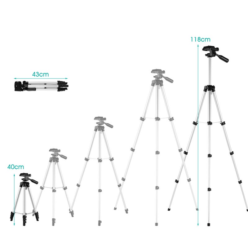 Lightweight Portable Photography Video Tripod Silver  - Image 3