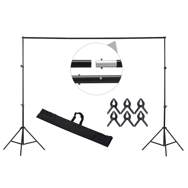 Generic Adjustable Photography Background Support Stand 2 x 2meter Black  - Image 1