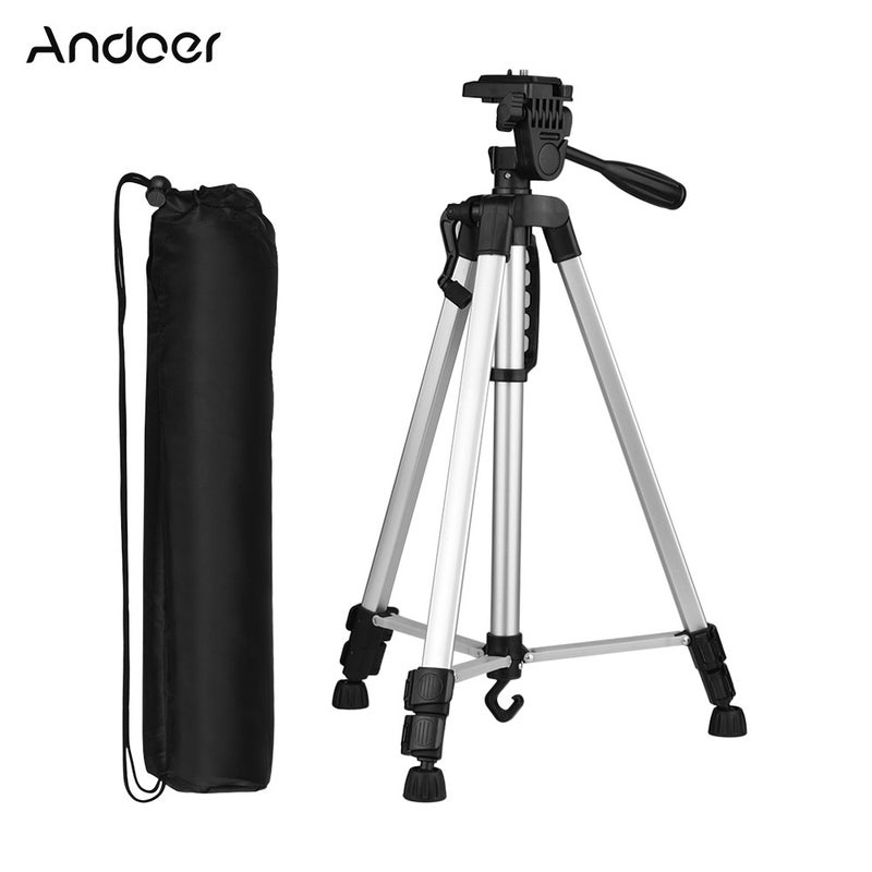 ANDOER Portable Lightweight Tripod Silver - Image 1