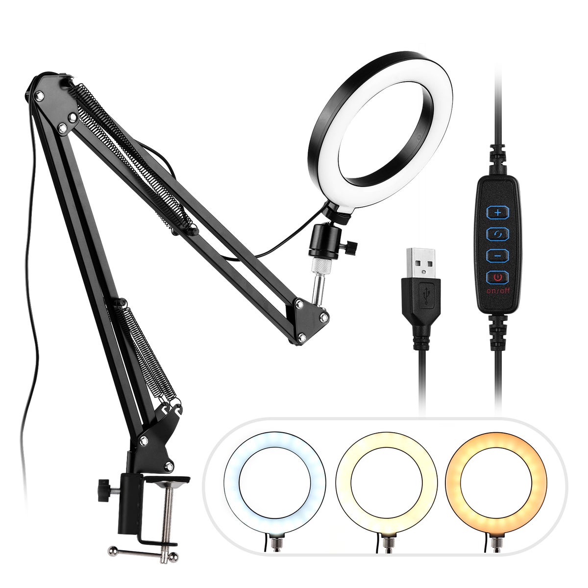 Led Ring Mini Generic Photography Mini LED Ring Light With Flexible Clip-On Stand ...