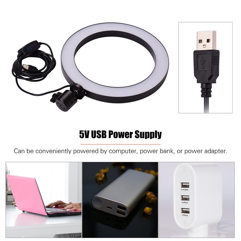 حلقة إضاءة LED صغيرة لتصوير الفيديو مع محول برأس كروي مرن متعدد الألوان - Image 5