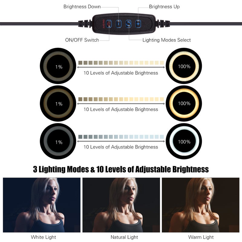 حلقة إضاءة LED صغيرة لتصوير الفيديو مع محول برأس كروي مرن متعدد الألوان - Image 3