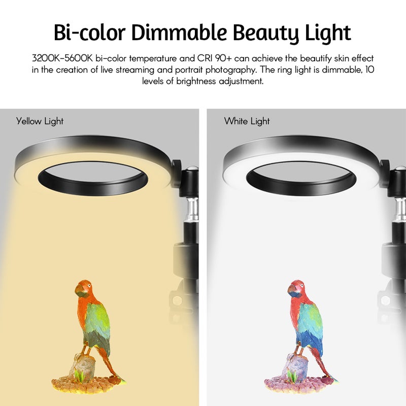 Dimmable Beauty Ring Light Set With Tabletop Tripod Black - Image 4