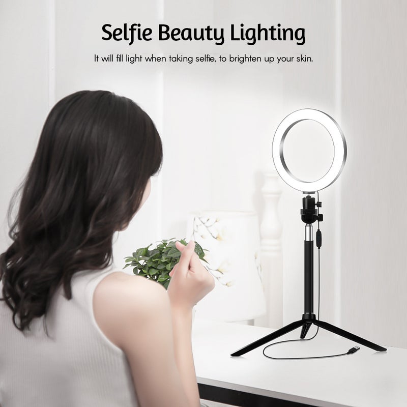 Dimmable Beauty Ring Light Set With Tabletop Tripod Black - Image 2