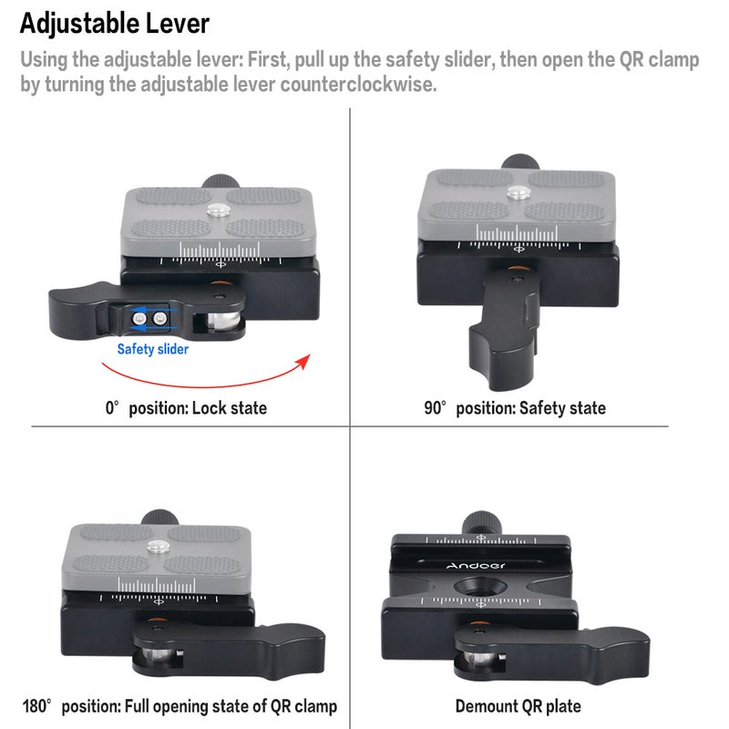 Aluminium Alloy Quick Release Clamp With Adjustable Lever Black
