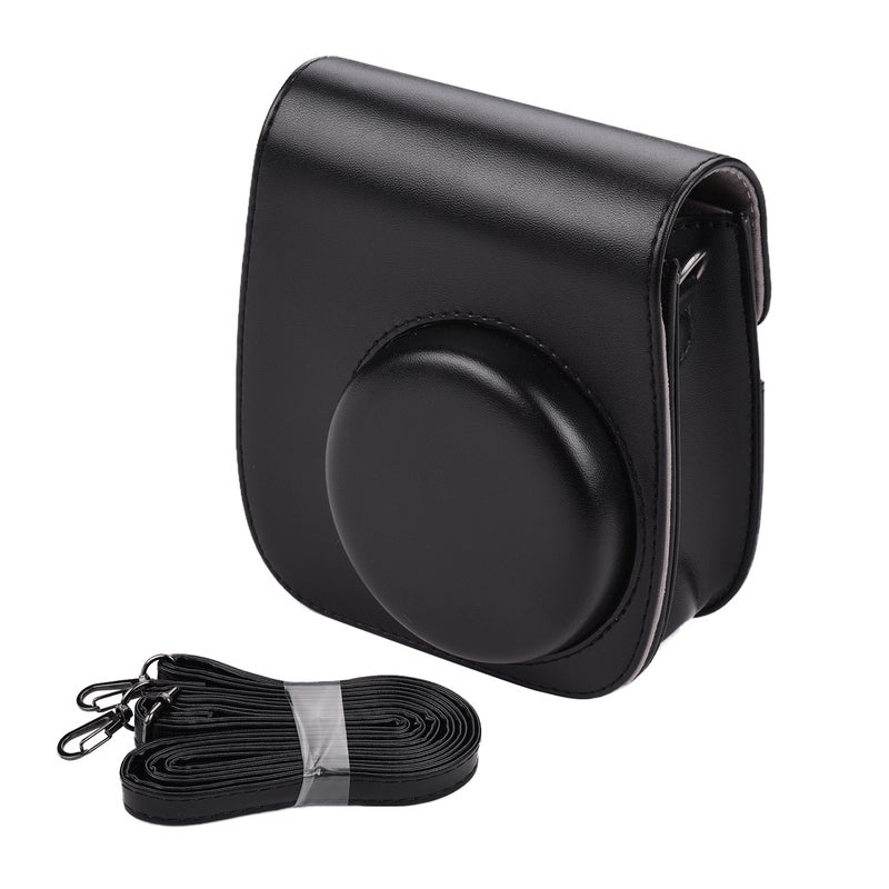Portable Instant Camera Case Bag Holder PU Leather With Shoulder Strap Black  - Image 1