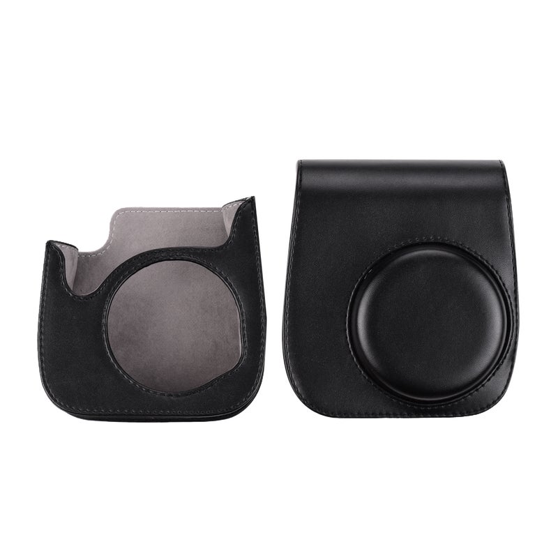 Portable Instant Camera Case Bag Holder PU Leather With Shoulder Strap Black  - Image 3