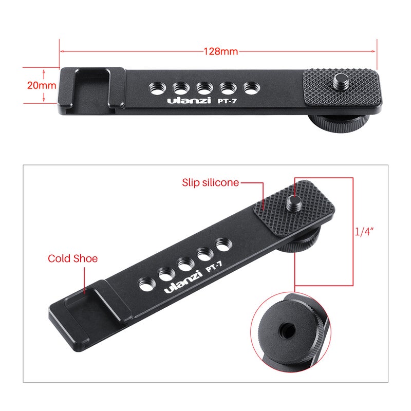 Generic - Universal Cold Shoe Stand Bracket Vlogging Microphone Extension Black - Image 1