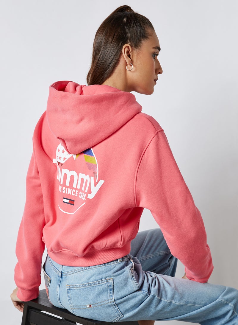 Cropped Logo Hooded Jacket Pink/White - v1602593530/N39653849V_3