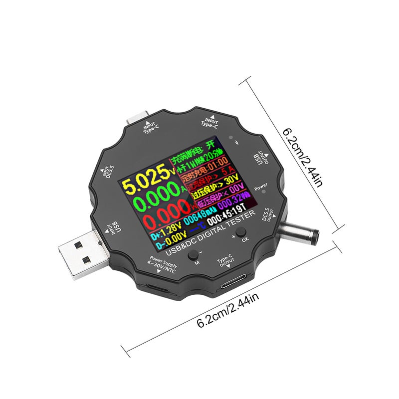 USB3.0/DC/Type-C Tester Detector Multimeter With 2-Way Current Measurement Black 10.30x4.60x8.80cm - Image 2