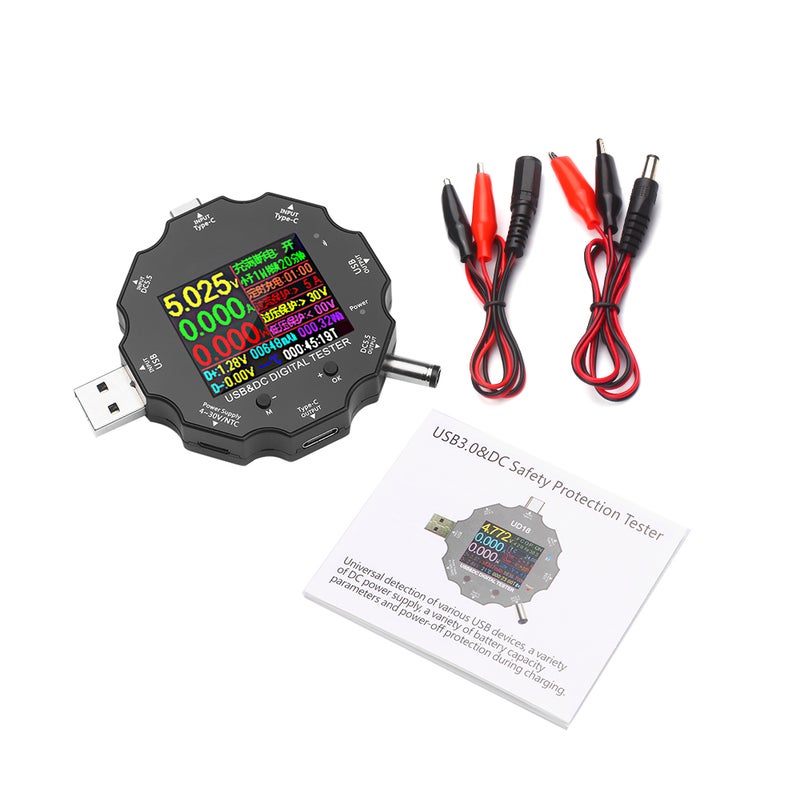 USB3.0/DC/Type-C Tester Detector Multimeter With 2-Way Current Measurement Black 10.30x4.60x8.80cm - Image 3