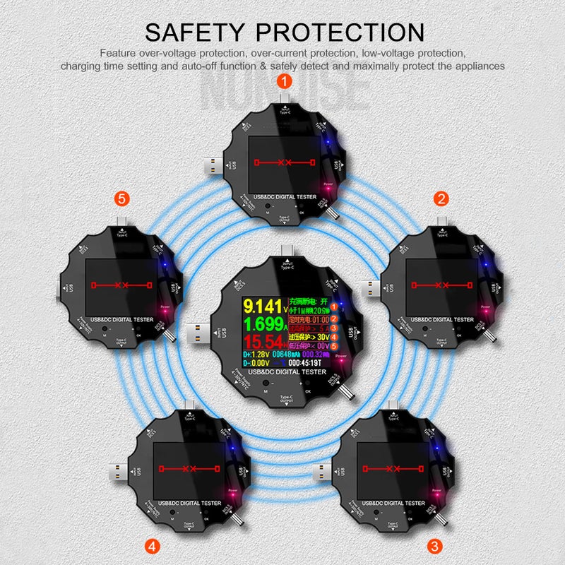 USB3.0/DC/Type-C Tester Detector Multimeter With 2-Way Current Measurement Black 10.30x4.60x8.80cm - Image 4