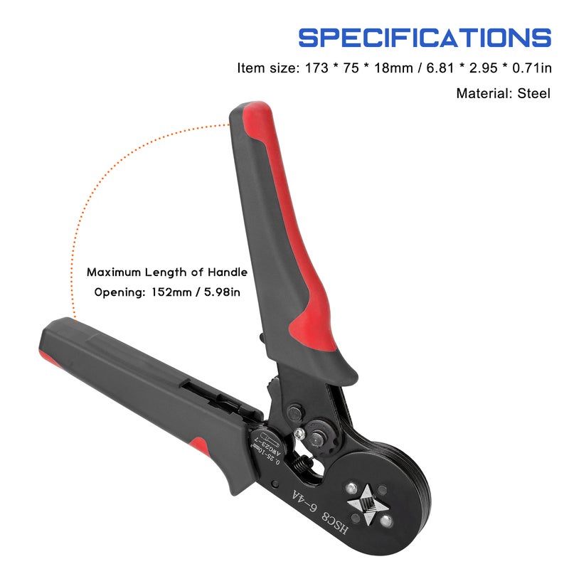 Kit High Hardness Crimper Plier With 1200 Piece Wire Ferrules Crimp Ends Terminal Black 21.50x6.10x11.60cm  - Image 5