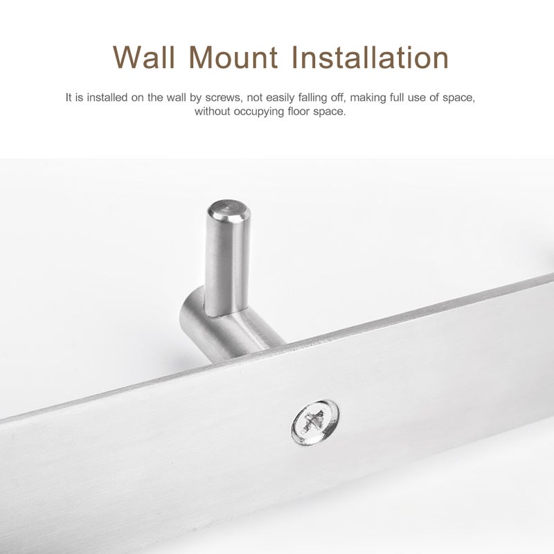 Wall Mounted Coat Rack Hanger With 3 Hook Silver 28.00x5.00x5.00cm - Image 4