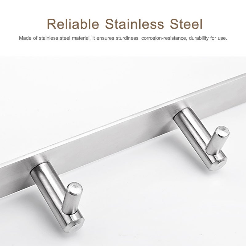 Wall Mounted Coat Rack Hanger With 4 Hook Silver 28.00x5.00x5.00cm - Image 4