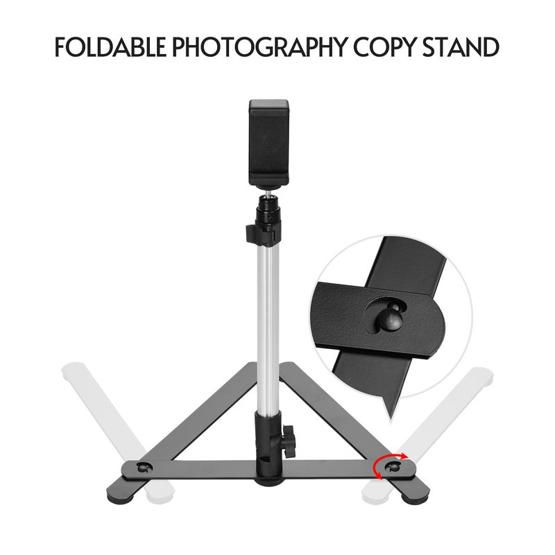 Generic - Tabletop Livestreaming Mobile Stand With Adjustable Overhead Mount Black/Silver - Image 1