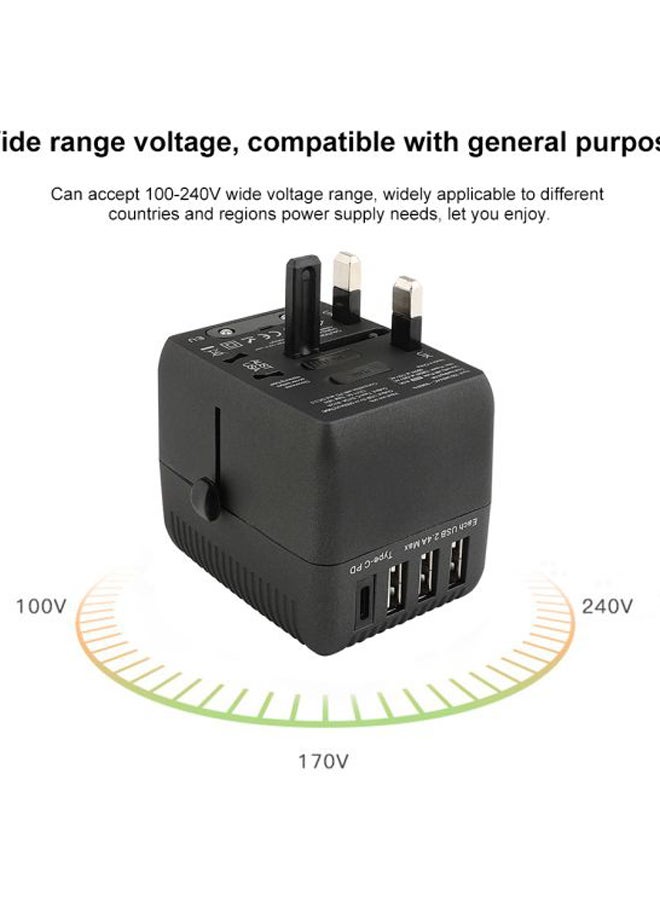 ماركة غير محددة محول USB للسفر يناسب جميع الأجهزة أسود  - Image 4