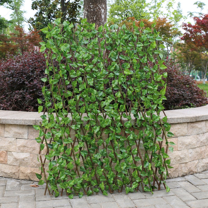 Generic Simulation Telescopic Outdoor Garden Fence Wall Guardrail Decorative Leaves Blocking Plant Green 43.00x2.00x20.00cm  - Image 2